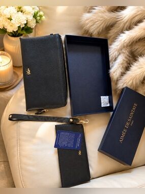 Always Be Secure Black RFID Zip Around Wallet Wristlet Clutch NWT Gift Box